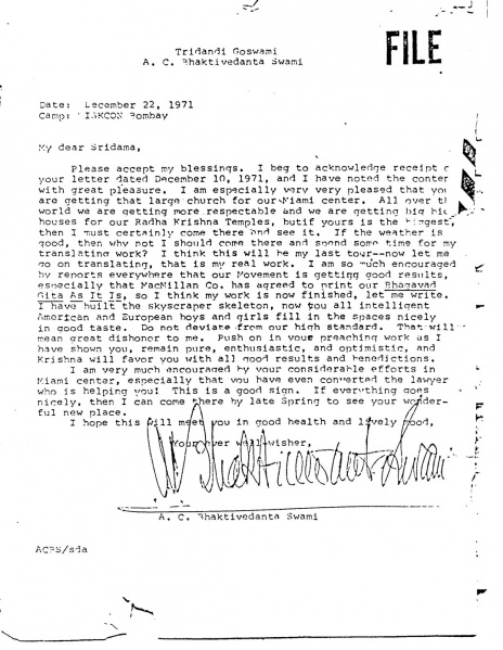 File:711222 - Letter to Sridama.JPG