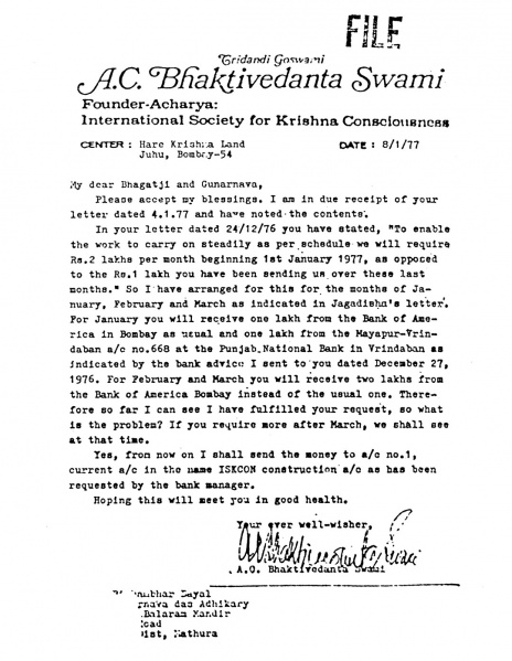 File:770108 - Letter to Bhagatji and Gunarnava.JPG