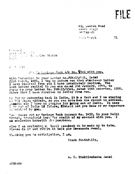 File:710326 - Letter to Bank of Baroda.JPG
