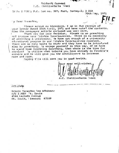 File:710530 - Letter to Vamandev.JPG