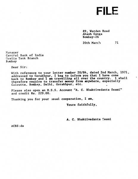 File:710320 - Letter to Manger - Central Bank of India.JPG