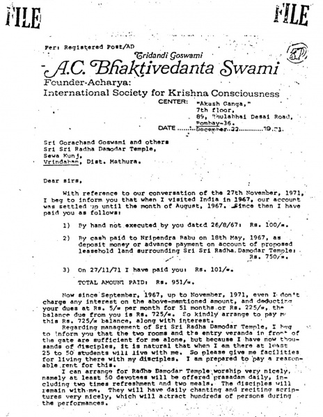 File:711222 - Letter to Gorachand Goswami and others 1.JPG